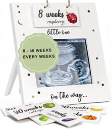 Sonogram Picture Frame - Weekly Fruit & Vegs Pregnancy Milestone, Pregnancy Tracker For Bump Growth, First Ultrasound Picture Frame, Pregnancy Gifts For Expecting Parents, Pregnancy Announcement