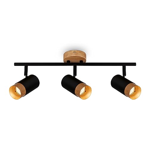BRILONER Ceiling Light, Wood Application, Adjustable Living Room Lamp Bedroom Kitchen Lamp Black-Wood