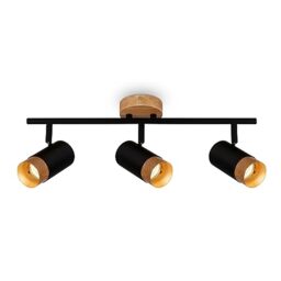 BRILONER Ceiling Light, Wood Application, Adjustable Living Room Lamp Bedroom Kitchen Lamp Black-Wood