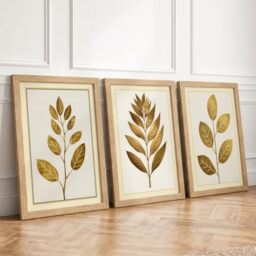 Golden Botanical Studies Botanical Set of 3 Framed Wall Art Prints A4
