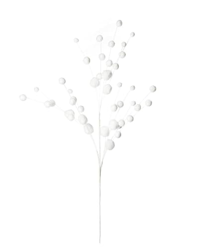 White Snowball Christmas Spray – 69 cm Decorative Spray for Christmas Tree & Wreath