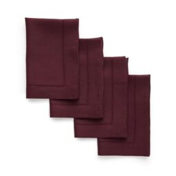 Solino Home 100% Pure Linen Dinner Napkins Burgundy, 20 x 20 in, Set of 4 - for kitchen, dining, table setting, Classic Hemstitch, gifting, OEKO-TEX Certified - Fall, Halloween, Thanksgiving, Christmas