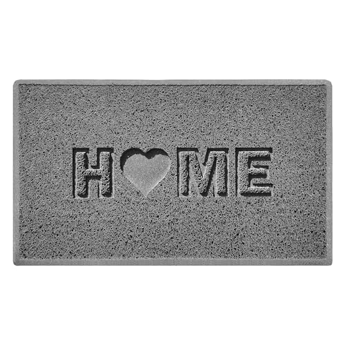 Nicoman LOVE at HOME Doormat 75x44cm - Quiet Gray|Heavy Duty Non-Slip|Indoor/Outdoor|Barrier Dirt-Trapper Floor Mat|Home Patio Garden Conservatory Door Mat|Home Heart