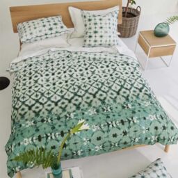 Karaoshi Celadon Printed Cotton Percale Duvet Cover, 260 x 240 cm, Designers Guild