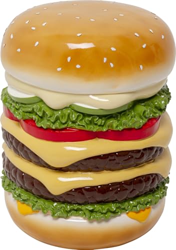 KARE Design stool Burger, multicoloured, diameter 36 cm, burger motif, 110 kg load capacity, round, stool, decorative object, living room