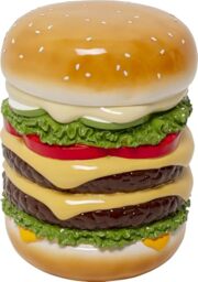 KARE Design stool Burger, multicoloured, diameter 36 cm, burger motif, 110 kg load capacity, round, stool, decorative object, living room