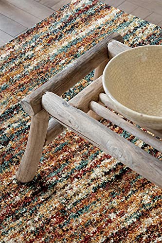 ARR ARR Mehari Rug Soft Deep Pile Large Rugs Carpet Living Room Multi Stripes 200x250cm