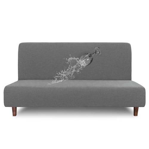 Easy-Going 100% Waterproof Futon Cover, Dual Waterproof Couch Cover for Futon, Stretch Jacquard Sofa Cover, Leakproof Furniture Protector for Kids, Pets, Dog and Cat (Futon, Grey)
