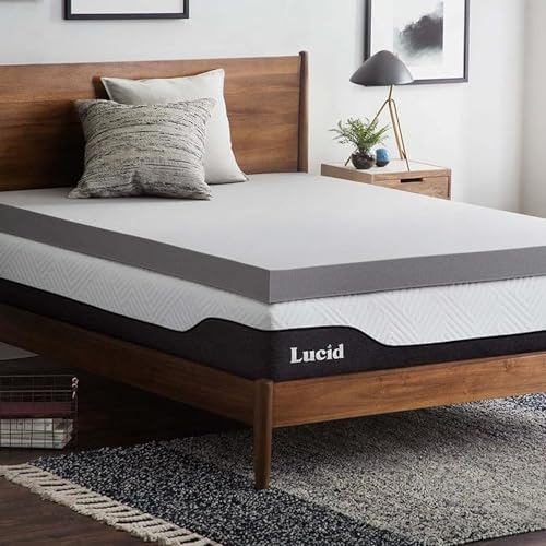 LUCID Bamboo Charcoal Memory Foam Mattress Topper 10 cm - Mattress Topper 120 x 190 cm, Grey