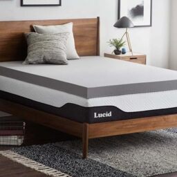 LUCID Bamboo Charcoal Memory Foam Mattress Topper 10 cm - Mattress Topper 120 x 190 cm, Grey