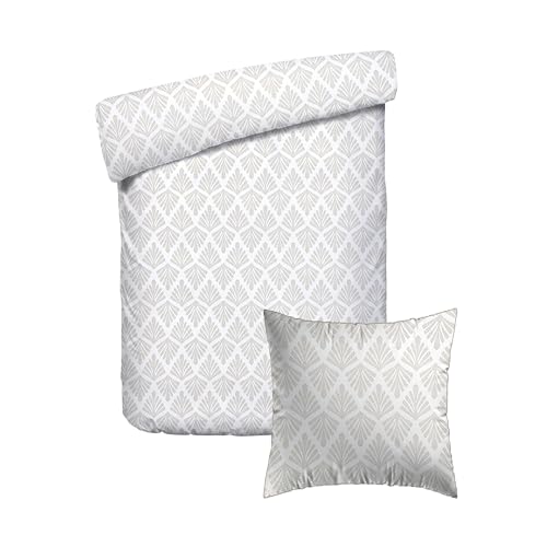 Pure Cotton 2-Piece Single Bedding Set – Duvet Cover 140 x 200 cm and 1 Pillowcase 63 x 63 cm – 100% Cotton Satin, 80 Thread Count – Oeko-TEX Certified – Botanical Agreement – White