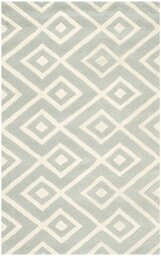 Safavieh Contemporary Indoor Hand Tufted Rectangle Area Rug, Chatham Collection, CHT742, in Grey / Ivory, 91 X 152 cm for Living Room, Bedroom or Any Indoor Space