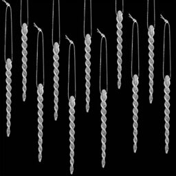50 Pieces Tree Icicles for Christmas Ornaments - Plastic Twisted Icicle Hanging Decoration for Winter Holiday, Xmas Party, Wedding (Silver, 5.12 Inch)