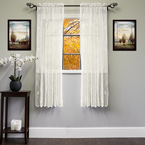 "Sweet Home Collection Window Curtain Treatment Panel, Songbird Ivory, 8"" W x 8"" L (Pack of 1)"