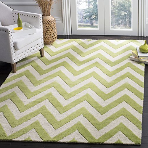 Safavieh Modern Indoor Hand Tufted Rectangle Area Rug, Cambridge Collection, CAM139, in Green / Ivory, 122 X 183 cm for Living Room, Bedroom or Any Indoor Space