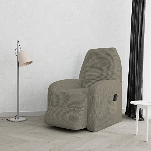 Italian Bed Linen Fashionable cover for reclining chairs, 52% Polyester + 40% Cotton + 8% Elastane, Taupe, One Size