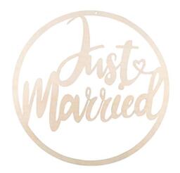 Rayher Wooden Wreath with Just Married Phrase, Decorative Hoop for Wedding Decorations and DIY Wedding Crafts, Diameter 30cm, natural wood, 62934505