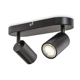 B.K.Licht Ceiling Light, 2 Adjustable Spots, GU10 Sockets, Bulbs not Included, Rotatable Spotlight for Kitchen, Dining Room, Bedroom, Metal Spotbar, Flexible Design IP20 230V, 27 cm / 10.6 cm, Black