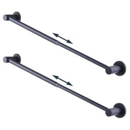 10-18 inches Magnetic Curtain Rod for Metal Door, Adjustable Magnetic Towel Bar for Refrigerator, Magnet Towel Holder Towel Hook Hanger for Kitchen Dishwasher, Laundry Washer, Black, Pack of 2
