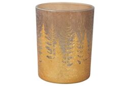 Cosy Home Set of 6 Gold Glass Candlesticks with Crack Trees Design, 10 x 10 x 12.5 cm
