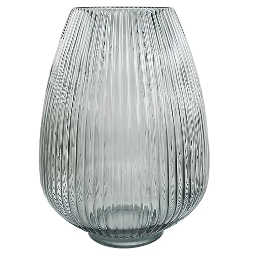 Designer Glass Vases, 30cm Smoke Ridged