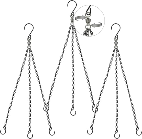 Swivel Hanging Baskets Chains 23 Inches 3 Leads Hanging Chains Flower Pot Hanger Replacement Plant Hangers for Planters and Lanterns, Pack of 3 (3 Legs-Swivel)