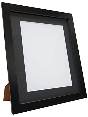 "FRAMES BY POST 25mm wide H7 Black Picture Photo Frame with Black Mount A4 for Pic Size 10""x6"""