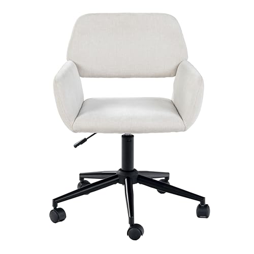 39F Furniture Dream Children's Armchair Office Chair Scandinavian Beige Fabric Swivel Adjustable Height and 5 Casters for Children Working at Home, Beige, 56.5x57.5x75-85cm