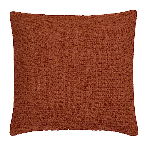 Drift Home - Terracotta Cushion (43 x 43cm) - Sustainable Recycled Cotton - Filling Included - Orange Textured/Woven With Insert - Matching Throw Available