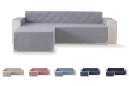 Todocama - Breathable Easy Clean Padded Sofa Cover and Sofa Cover (Light Grey, Left Chaise, 240cm)