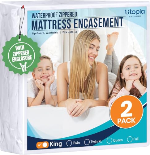 Utopia Bedding 2 Pack King Size Zippered Mattress Protector, 100% Waterproof, Bed Bug & Dust Mite Proof, Six Sided Absorbent Mattress Cover
