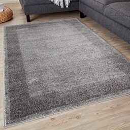 THE RUGS Ultra Soft Area Rug ??? Modern Luxury Fluffy Rug, Grey Plain Pattern Rugs for Living Room, Bedroom, Kids Room (80x150 cm, Grey)