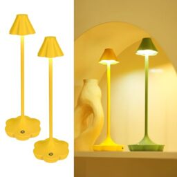 LuminexDesigns Flower Bedside Table Lamp Set of 2,Rechargeable Table Lamp for Living Room,Cordless Lamp for Long-Lasting Light,IP54 Flower Design,Dimmable for Cozy Atmosphere Mustard Yellow