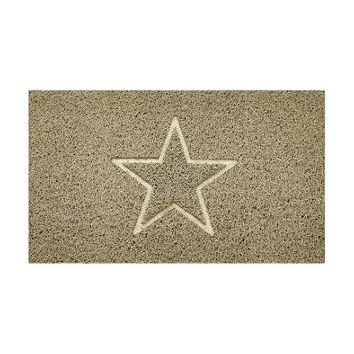 Nicoman Embossed Spaghetti Door Mat Dirt-Trapper Jet-Washable Doormat 70x43cm (Beige, STAR Shape) - Use Indoor or Sheltered Outdoor