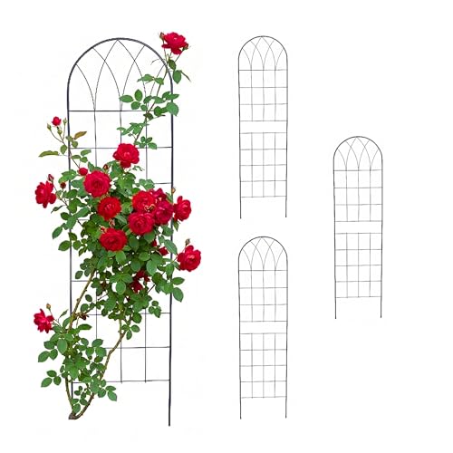 Relaxdays Trellis Set of 4, H x W: 150 x 40 cm, Metal, Trellis for Climbing Plants, Garden, Rose Trellis, Black