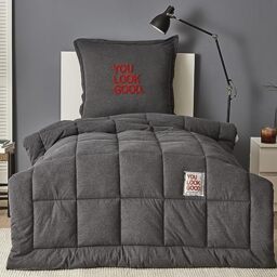 Karaca Home Double Duvet, Cotton, Charcoal, 155 x 220 cm