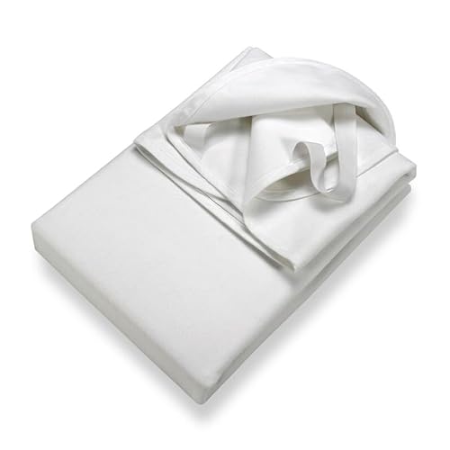 SETEX Waterproof Molleton Mattress Protector, 2 Layers, 140 x 220 cm, 100% Cotton Mattress Protector, Corner Elastics, White