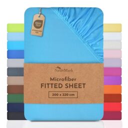 NatureMark - Microfibre Fitted Sheet Many Sizes and Colours (200 x 220 cm - 40 cm, Turquoise)