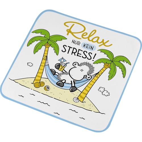 Sheepworld Magic Towel with Saying Relax - Small Hand Towel, Guest Towel, Pressed Shape, 30 cm x 30 cm, Cotton - Gift, Funny Surprise - 74126