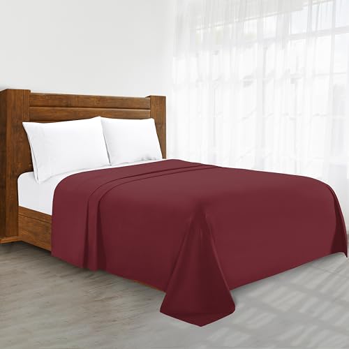 Luxury Flat Sheet on Amazon Elegant Comfort Wrinkle-Free 1500 Thread Count Egyptian Quality 1-Piece Flat Sheet, Twin/Twin XL Size, Burgundy