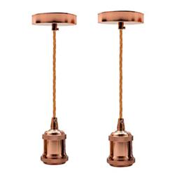 LEDSone Rose Gold Vintage Industrial E27 Pendant Light Fitting 2 Pack