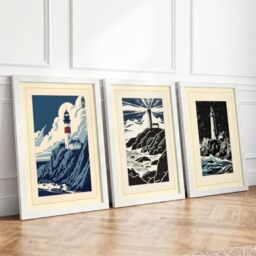 Coastal Lighthouse Beacons Coastal Set of 3 Framed Wall Art Prints A3