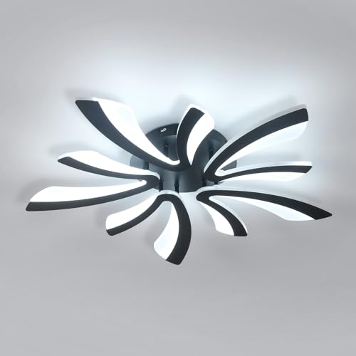 Comely LED Ceiling Lamp Modern, 50W 5625LM LED Ceiling Light, Large Ceiling Lighting for Living Room Bedroom, 70cm, Cold White Light 6500K, Black