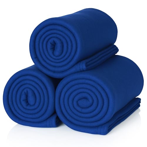 ALCLEAR 3 pieces Oeko Tex certified Polar fleece blankets, color: navy blue, great size 130x160 cm, over 200 g/m2, sofa blanket couch blanket living blanket, picnic blanket sofa throw blanket