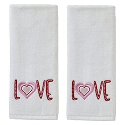 SKL Home by Saturday Knight Ltd. Valentine's Day Love Hand Towel Set, White 2 Pack