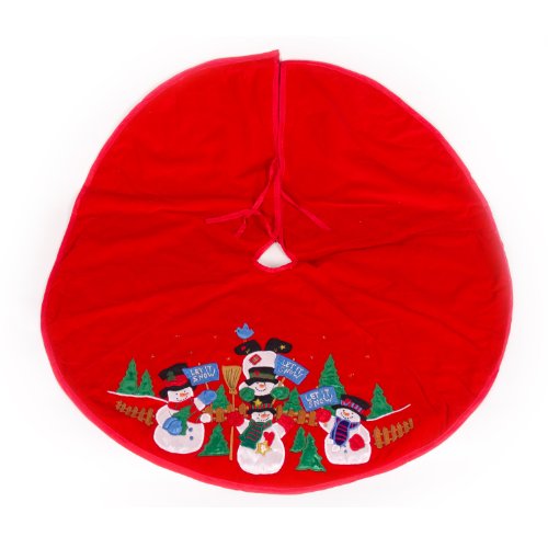 WeRChristmas Christmas Tree Skirt Decoration with Snowman Let it Snow Design, 100 cm - Large, Red