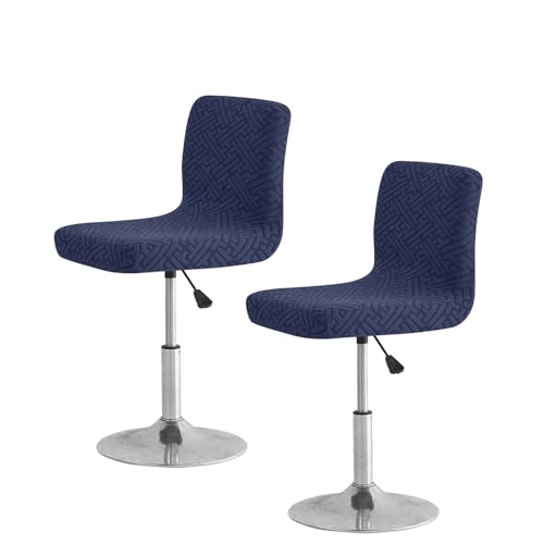 FUANGUI Bar Stool Covers with Backs, 2 Pack Stretch Bar Stool Chair Covers, Knitted Jacquard Bar Stool Covers,Washable Bar Chair Covers Swivel Barstool Slipcovers (Knitted Navy 01)