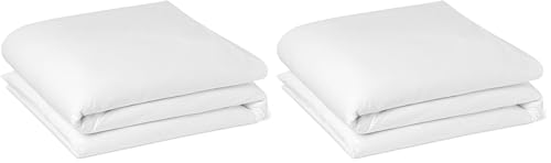 Amazon Basics Single Duvet Cover, 100% Cotton Sateen 400 Thread Count, Super Soft with Button Closure, 135 x 200 cm, White (Pack of 2)