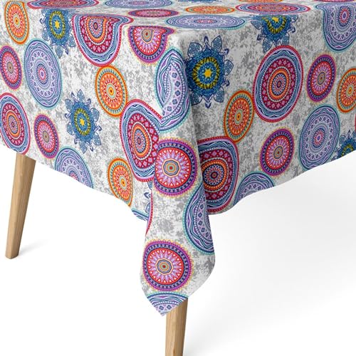 ECOMMERC3 - Stain Resistant Tablecloth for Rectangular Table Size 260 x 140 cm - Stain Resistant Extra Soft and Waterproof Tablecloth Lilac Colour