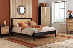 Birlea Croxley Rattan King size Bed Black Oak